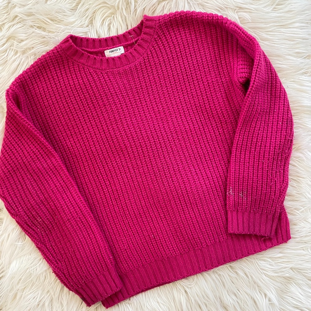 Forever 21 Hot Pink Knit Sweater
